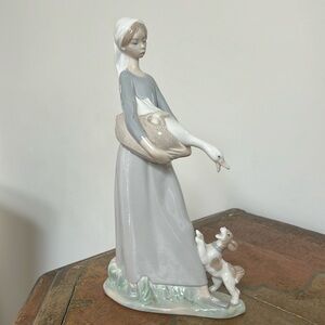 Vintage Lladro Figurene 10.5"tall."Girl With Goose and Dog"